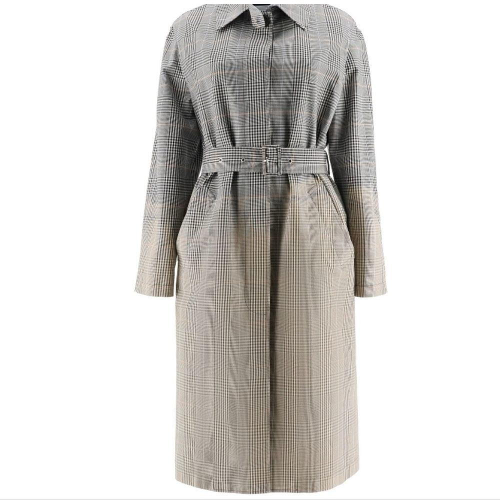 Msgm Women's Shaded Tartan Long Sleeve Comfort Trench Coat Size 40